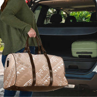 Hawaii Beige Kapa Travel Bag Vintage 'Ohe Kāpala Motifs Mix Plumeria Leis LT7 - Polynesian Pride