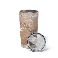 Hawaii Beige Kapa Tumbler Cup Vintage 'Ohe Kāpala Motifs Mix Plumeria Leis LT7 - Polynesian Pride