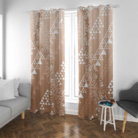 Hawaii Beige Kapa Window Curtain Vintage 'Ohe Kāpala Motifs Mix Plumeria Leis
