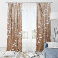 Hawaii Beige Kapa Window Curtain Vintage 'Ohe Kāpala Motifs Mix Plumeria Leis