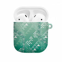 Hawaii Jade Green Kapa AirPods Case Vintage 'Ohe Kāpala Motifs Mix Plumeria Leis LT7 Jade Green - Polynesian Pride