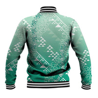 Hawaii Jade Green Kapa Baseball Jacket Vintage 'Ohe Kāpala Motifs Mix Plumeria Leis LT7 - Polynesian Pride