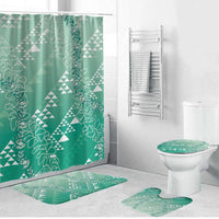 Hawaii Jade Green Kapa Bathroom Set Vintage 'Ohe Kāpala Motifs Mix Plumeria Leis LT7 Bathroom Set (4 pcs) Jade Green - Polynesian Pride