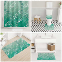 Hawaii Jade Green Kapa Bathroom Set Vintage 'Ohe Kāpala Motifs Mix Plumeria Leis LT7 - Polynesian Pride