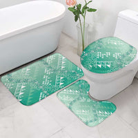 Hawaii Jade Green Kapa Bathroom Set Vintage 'Ohe Kāpala Motifs Mix Plumeria Leis LT7 - Polynesian Pride