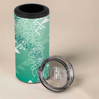 Hawaii Jade Green Kapa 4 in 1 Can Cooler Tumbler Vintage 'Ohe Kāpala Motifs Mix Plumeria Leis
