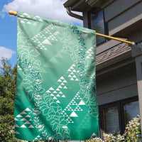 Hawaii Jade Green Kapa Garden Flag Vintage 'Ohe Kāpala Motifs Mix Plumeria Leis LT7 - Polynesian Pride