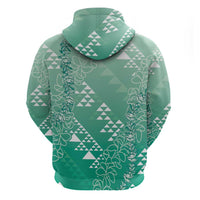 Hawaii Jade Green Kapa Hoodie Vintage 'Ohe Kāpala Motifs Mix Plumeria Leis LT7 - Polynesian Pride