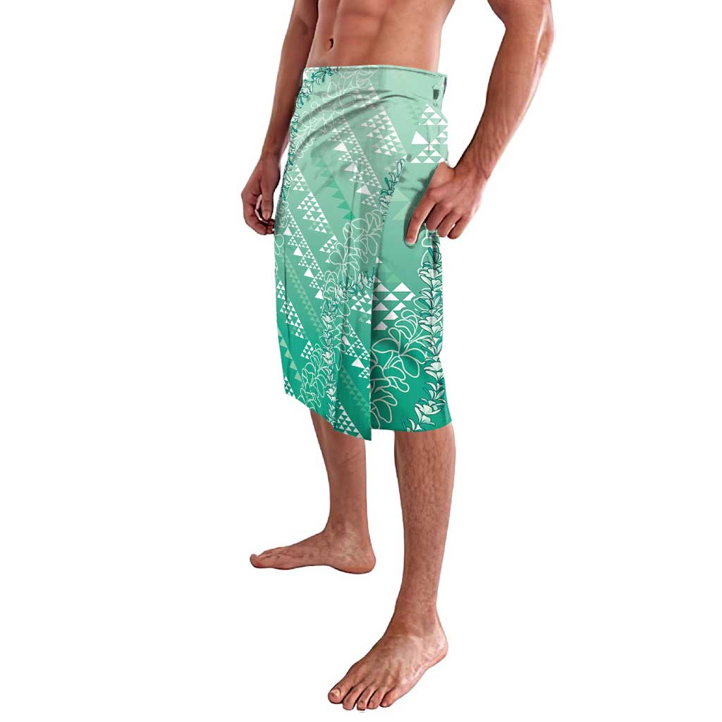 Hawaii Jade Green Kapa Lavalava Vintage 'Ohe Kāpala Motifs Mix Plumeria Leis LT7 - Polynesian Pride