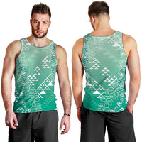 Hawaii Jade Green Kapa Men Tank Top Vintage 'Ohe Kāpala Motifs Mix Plumeria Leis LT7 - Polynesian Pride