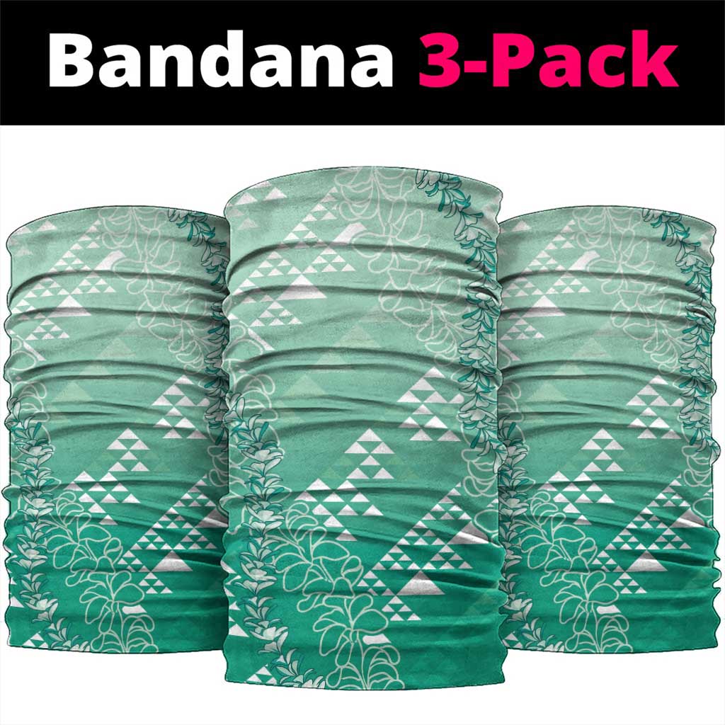 Hawaii Jade Green Kapa Neck Gaiter Vintage 'Ohe Kāpala Motifs Mix Plumeria Leis LT7 package One Size: 25*50cm Jade Green - Polynesian Pride