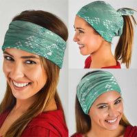 Hawaii Jade Green Kapa Neck Gaiter Vintage 'Ohe Kāpala Motifs Mix Plumeria Leis LT7 - Polynesian Pride