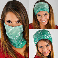 Hawaii Jade Green Kapa Neck Gaiter Vintage 'Ohe Kāpala Motifs Mix Plumeria Leis LT7 - Polynesian Pride