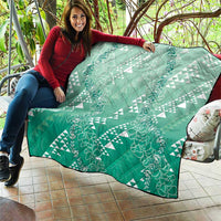 Hawaii Jade Green Kapa Quilt Vintage 'Ohe Kāpala Motifs Mix Plumeria Leis LT7 - Polynesian Pride