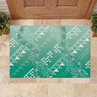 Hawaii Jade Green Kapa Rubber Doormat Vintage 'Ohe Kāpala Motifs Mix Plumeria Leis LT7 Jade Green - Polynesian Pride