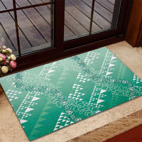 Hawaii Jade Green Kapa Rubber Doormat Vintage 'Ohe Kāpala Motifs Mix Plumeria Leis LT7 - Polynesian Pride