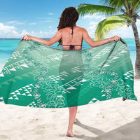 Hawaii Jade Green Kapa Sarong Vintage 'Ohe Kāpala Motifs Mix Plumeria Leis LT7 - Polynesian Pride