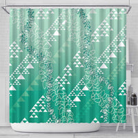 Hawaii Jade Green Kapa Shower Curtain Vintage 'Ohe Kāpala Motifs Mix Plumeria Leis LT7 - Polynesian Pride