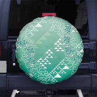 Hawaii Jade Green Kapa Spare Tire Cover Vintage 'Ohe Kāpala Motifs Mix Plumeria Leis LT7 No hole Jade Green - Polynesian Pride