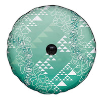 Hawaii Jade Green Kapa Spare Tire Cover Vintage 'Ohe Kāpala Motifs Mix Plumeria Leis LT7 - Polynesian Pride