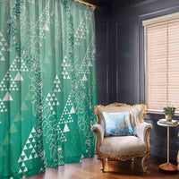 Hawaii Jade Green Kapa Window Curtain Vintage 'Ohe Kāpala Motifs Mix Plumeria Leis LT7 - Polynesian Pride
