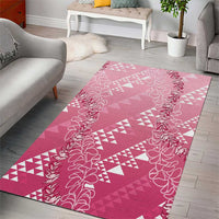 Hawaii Rose Pink Kapa Area Rug Vintage 'Ohe Kāpala Motifs Mix Plumeria Leis LT7 - Polynesian Pride