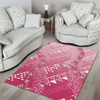 Hawaii Rose Pink Kapa Area Rug Vintage 'Ohe Kāpala Motifs Mix Plumeria Leis LT7 - Polynesian Pride