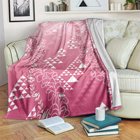 Hawaii Rose Pink Kapa Blanket Vintage 'Ohe Kāpala Motifs Mix Plumeria Leis