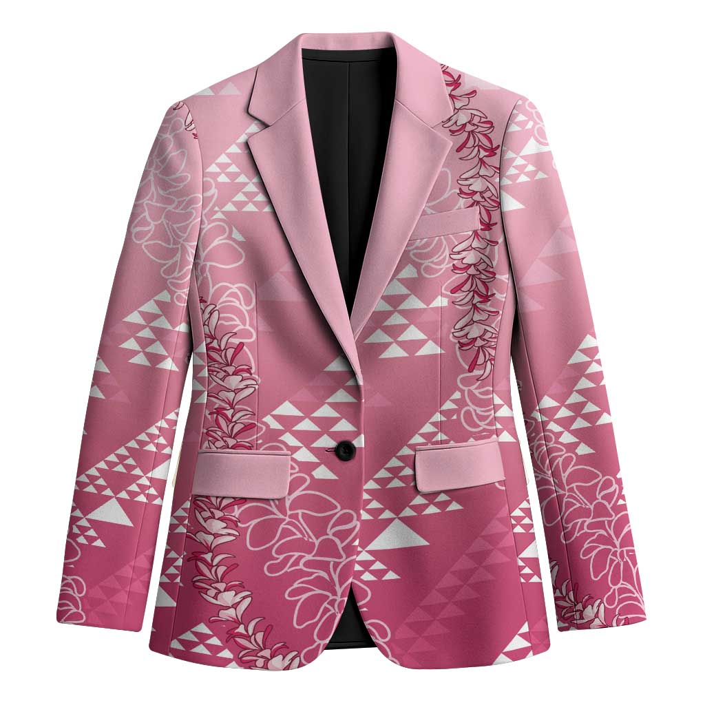 Hawaii Rose Pink Kapa Blazer Vintage 'Ohe Kāpala Motifs Mix Plumeria Leis LT7 Unisex Rose Pink - Polynesian Pride