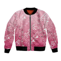Hawaii Rose Pink Kapa Bomber Jacket Vintage 'Ohe Kāpala Motifs Mix Plumeria Leis