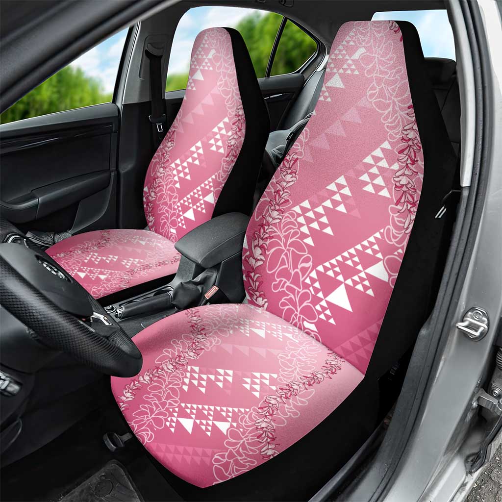 Hawaii Rose Pink Kapa Car Seat Cover Vintage 'Ohe Kāpala Motifs Mix Plumeria Leis LT7 - Polynesian Pride