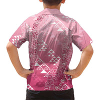 Hawaii Rose Pink Kapa Family Matching Off Shoulder Short Dress and Hawaiian Shirt Vintage 'Ohe Kāpala Motifs Mix Plumeria Leis LT7 - Polynesian Pride