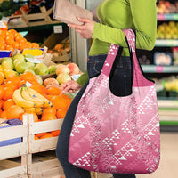 Hawaii Rose Pink Kapa Grocery Bag Vintage 'Ohe Kāpala Motifs Mix Plumeria Leis LT7 - Polynesian Pride
