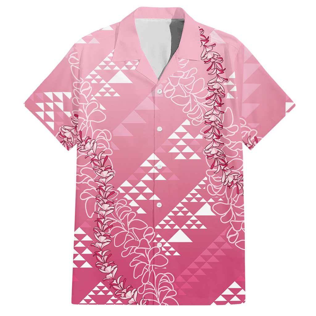 Hawaii Rose Pink Kapa Hawaiian Shirt Vintage 'Ohe Kāpala Motifs Mix Plumeria Leis LT7 Rose Pink - Polynesian Pride