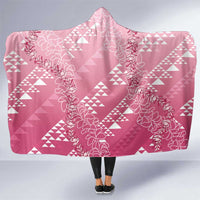 Hawaii Rose Pink Kapa Hooded Blanket Vintage 'Ohe Kāpala Motifs Mix Plumeria Leis LT7 One Size Rose Pink - Polynesian Pride