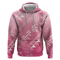 Hawaii Rose Pink Kapa Hoodie Vintage 'Ohe Kāpala Motifs Mix Plumeria Leis LT7 Pullover Hoodie Rose Pink - Polynesian Pride