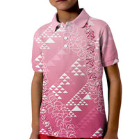 Hawaii Rose Pink Kapa Kid Polo Shirt Vintage 'Ohe Kāpala Motifs Mix Plumeria Leis LT7 Kid Rose Pink - Polynesian Pride