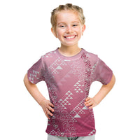 Hawaii Rose Pink Kapa Kid T Shirt Vintage 'Ohe Kāpala Motifs Mix Plumeria Leis LT7 Rose Pink - Polynesian Pride