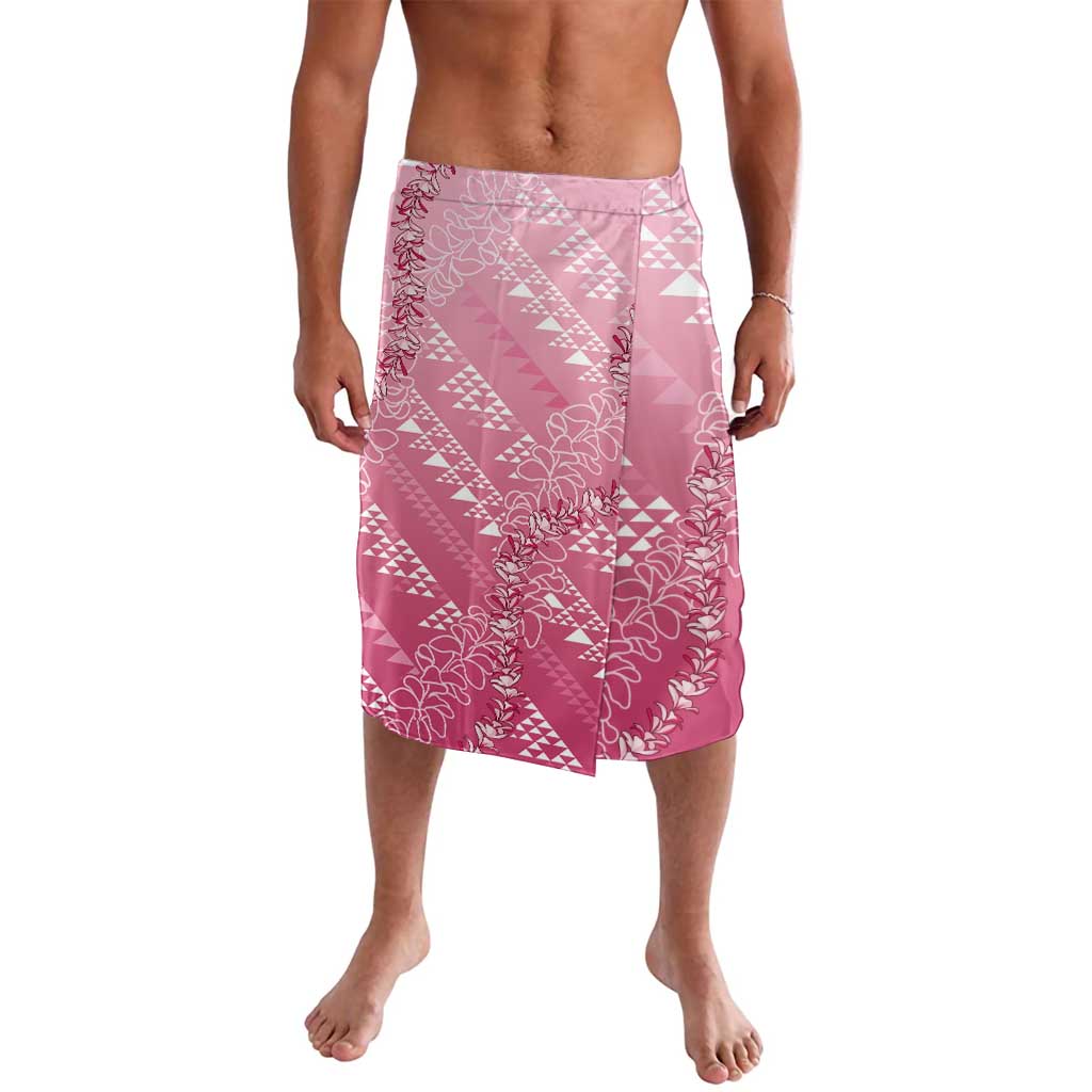 Hawaii Rose Pink Kapa Lavalava Vintage 'Ohe Kāpala Motifs Mix Plumeria Leis