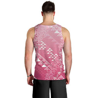 Hawaii Rose Pink Kapa Men Tank Top Vintage 'Ohe Kāpala Motifs Mix Plumeria Leis LT7 - Polynesian Pride