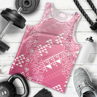 Hawaii Rose Pink Kapa Men Tank Top Vintage 'Ohe Kāpala Motifs Mix Plumeria Leis LT7 - Polynesian Pride