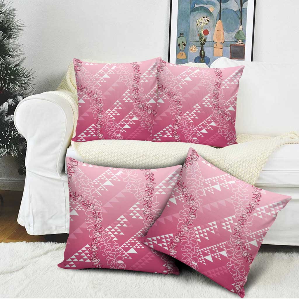Hawaii Rose Pink Kapa Pillow Cover Vintage 'Ohe Kāpala Motifs Mix Plumeria Leis LT7 - Polynesian Pride