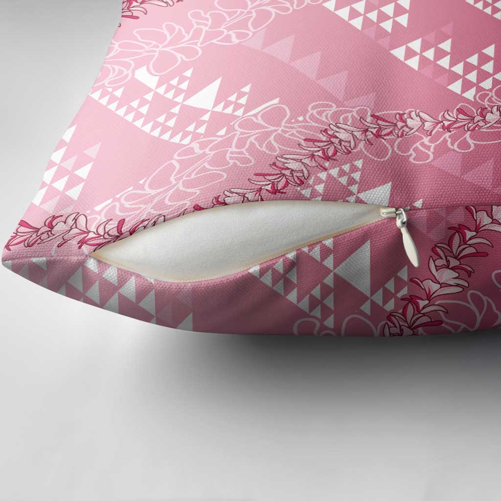 Hawaii Rose Pink Kapa Pillow Cover Vintage 'Ohe Kāpala Motifs Mix Plumeria Leis LT7 - Polynesian Pride