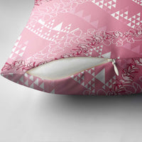 Hawaii Rose Pink Kapa Pillow Cover Vintage 'Ohe Kāpala Motifs Mix Plumeria Leis LT7 - Polynesian Pride