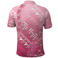Hawaii Rose Pink Kapa Polo Shirt Vintage 'Ohe Kāpala Motifs Mix Plumeria Leis