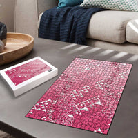 Hawaii Rose Pink Kapa Puzzle Vintage 'Ohe Kāpala Motifs Mix Plumeria Leis