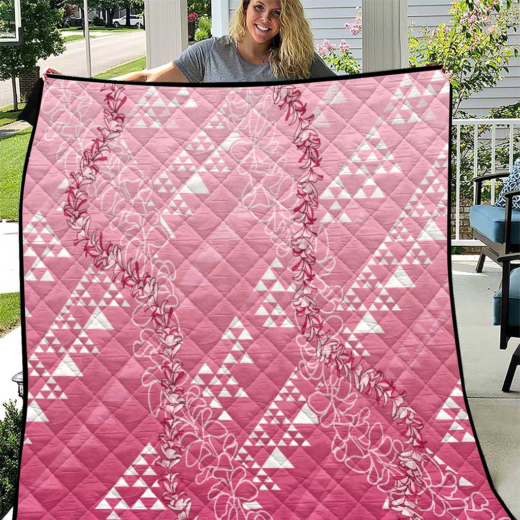 Hawaii Rose Pink Kapa Quilt Vintage 'Ohe Kāpala Motifs Mix Plumeria Leis LT7 Rose Pink - Polynesian Pride