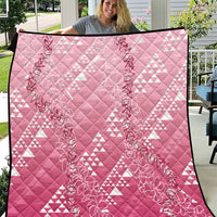 Hawaii Rose Pink Kapa Quilt Vintage 'Ohe Kāpala Motifs Mix Plumeria Leis LT7 Rose Pink - Polynesian Pride