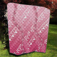 Hawaii Rose Pink Kapa Quilt Vintage 'Ohe Kāpala Motifs Mix Plumeria Leis LT7 - Polynesian Pride