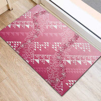 Hawaii Rose Pink Kapa Rubber Doormat Vintage 'Ohe Kāpala Motifs Mix Plumeria Leis LT7 - Polynesian Pride